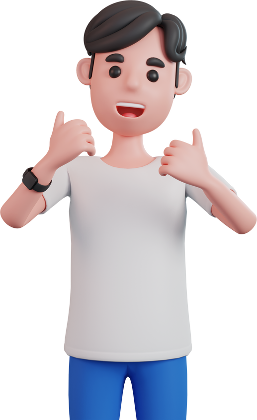 3d male character giving thumbs up