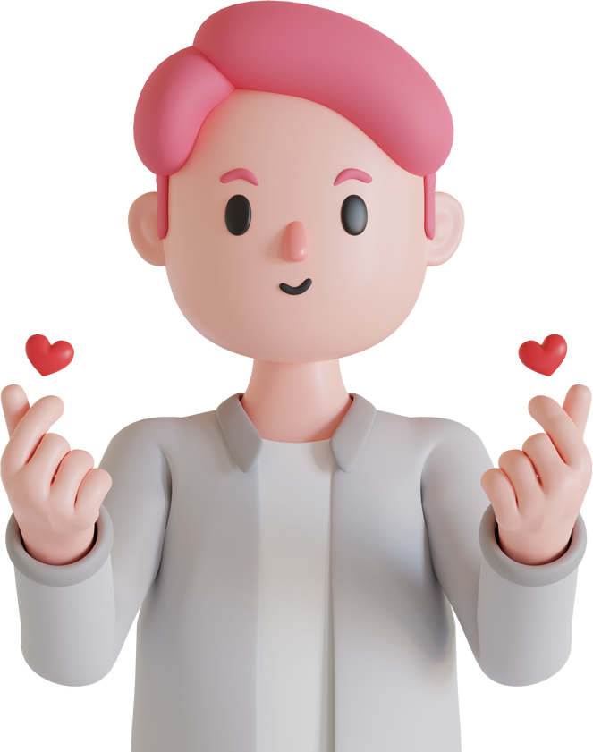3d male character showing love sign