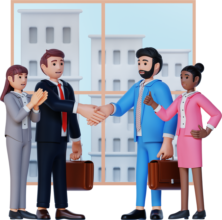 business people doing business cooperation 3d character illustration